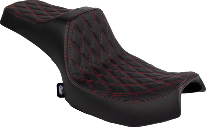 DRAG SPECIALTIES SEATS Predator III 2-Up Seat - Vinyl - Double Diamond - Red Stitch - Chieftain '25/Challenger '20-'25 4720D