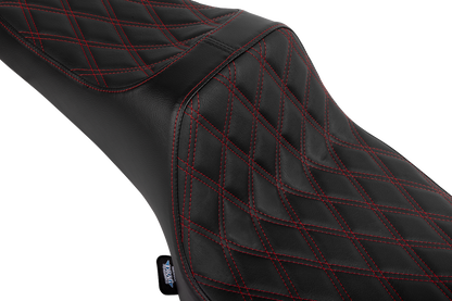 DRAG SPECIALTIES SEATS Predator III 2-Up Seat - Vinyl - Double Diamond - Red Stitch - Chieftain '25/Challenger '20-'25 4720D