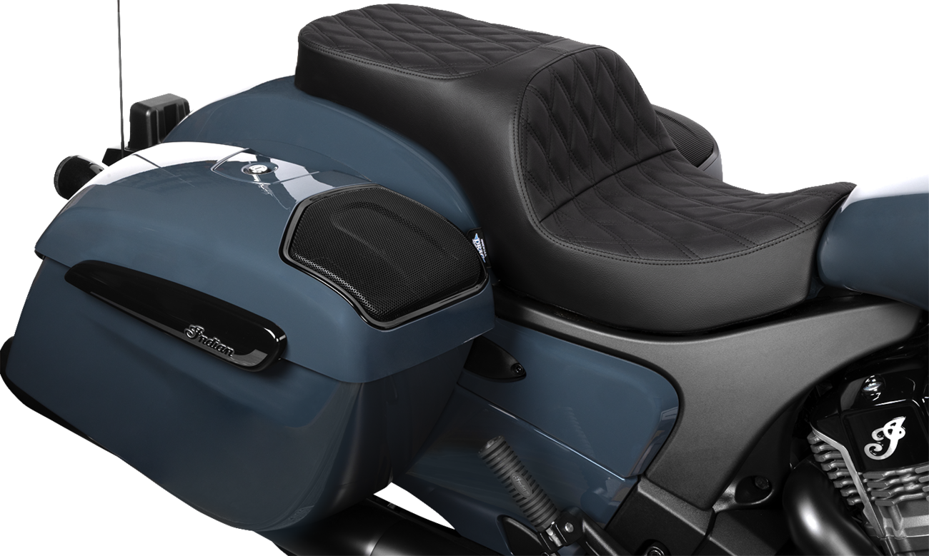 DRAG SPECIALTIES SEATS Freedom Seat - Vinyl - Double Diamond Black Stitch - Challenger '20-'25/Chieftain '25 4722B
