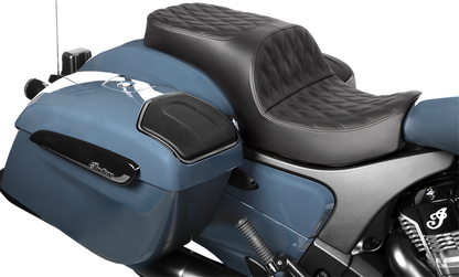 DRAG SPECIALTIES SEATS Freedom Seat - Vinyl/Solar Leather - Double Diamond Black Stitch - Challenger '20-'25/Chieftain '25 4755F