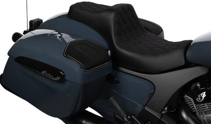 DRAG SPECIALTIES SEATS Predator III 2-Up Seat - Vinyl - Double Diamond - Black Stitch - Chieftain '25/Challenger '20-'25 4720B