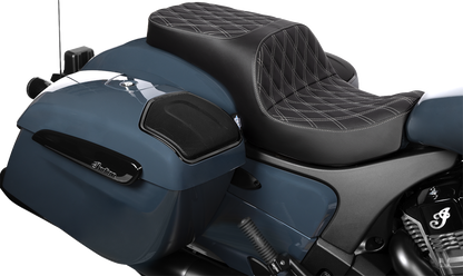 DRAG SPECIALTIES SEATS Freedom Seat - Vinyl - Double Diamond Silver Stitch - Challenger '20-'25/Chieftain '25 4722C