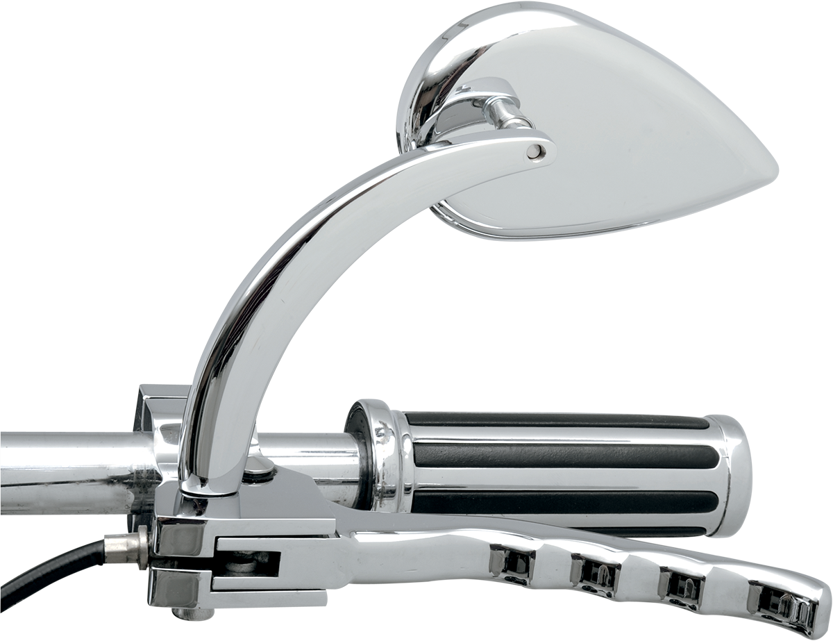 DRAG SPECIALTIES Mirror - Side View - Teardrop - Chrome - Curved/Long Stem - Each 0640-0387
