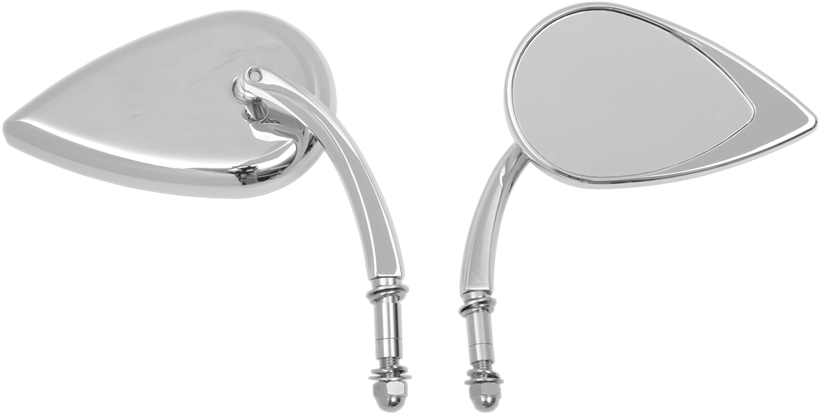 DRAG SPECIALTIES Mirror - Side View - Teardrop - Chrome - Curved/Short Stem - Each 0640-0688