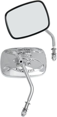 DRAG SPECIALTIES Mirrors - Live To Ride - Side View - Rectangle - Chrome - Pair M60-0007C