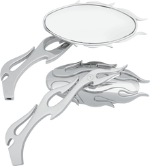 DRAG SPECIALTIES Mirrors - Flame - Side View - Oval - Chrome - Pair 76826C