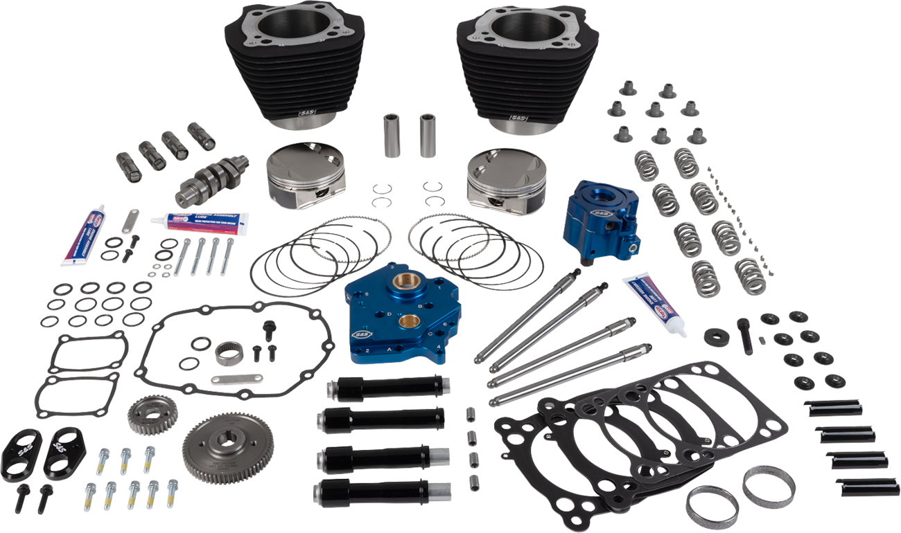 S&S CYCLE 129" Power Package - HPT496 - Gear Drive - Oil Cooled - Black w/o Highlights - 107" M8 310-1397