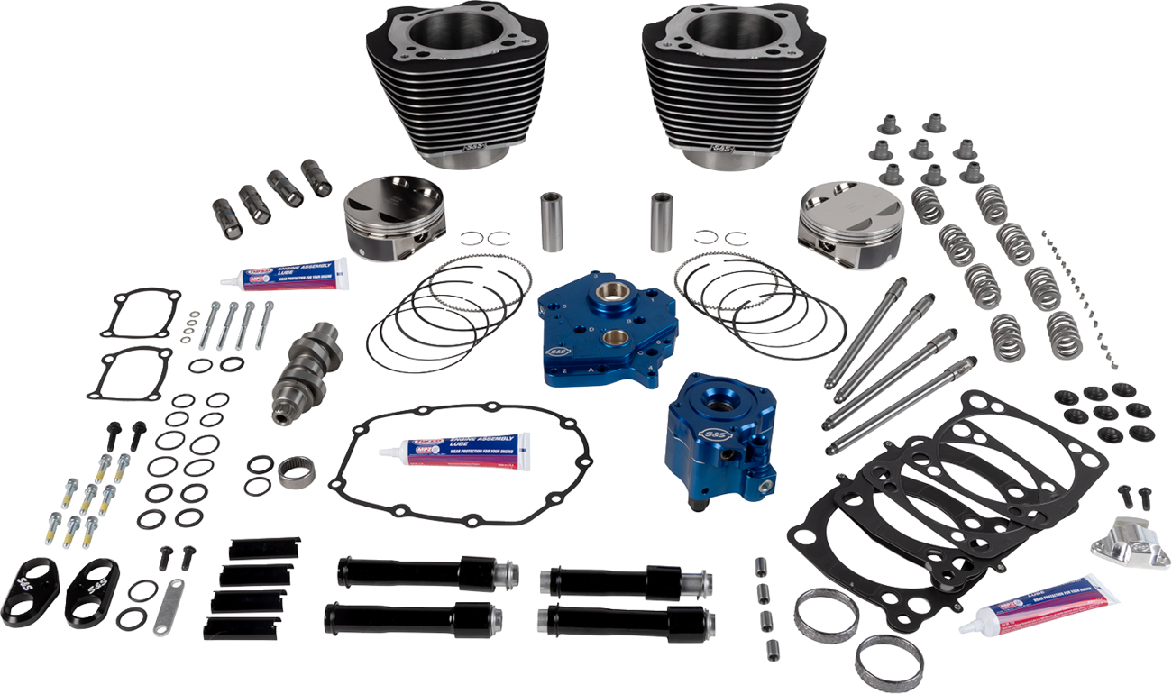 S&S CYCLE 129" Power Package - HPT496 - Chain Drive - Oil Cooled - Black with Highlights - 107" M8 310-1395