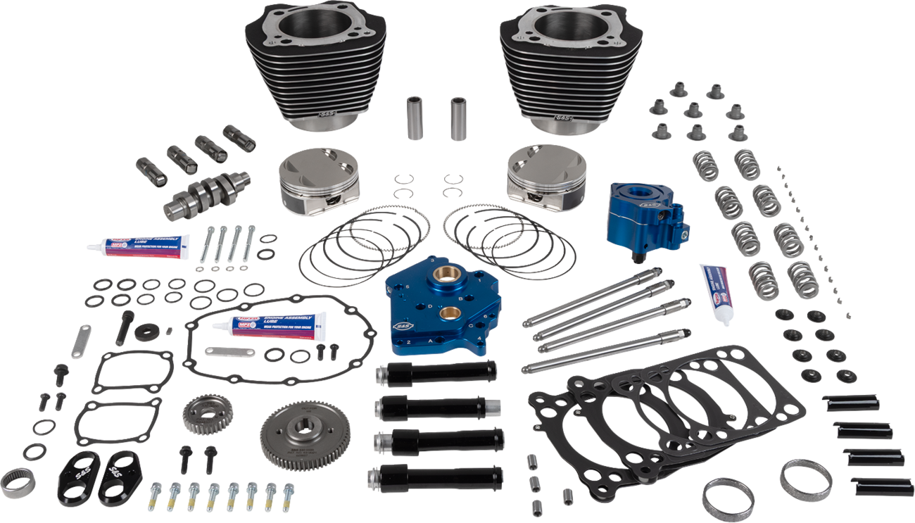 S&S CYCLE 129" Power Package - HPT496 - Gear Drive - Oil Cooled - Black with Highlights - 107" M8 310-1398