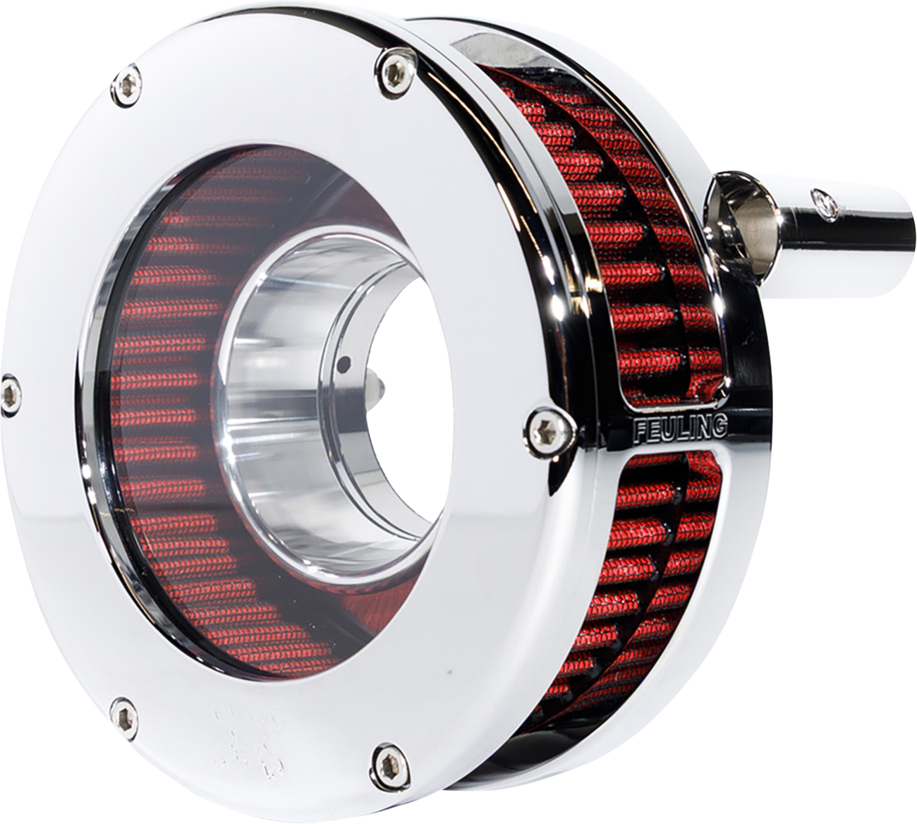 FEULING PARTS BA Slim Air Cleaner Kit - Chrome/Clear - Red Filter - Twin Cam 5448-S