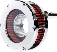 FEULING PARTS BA Slim Air Cleaner Kit - Chrome/Clear - Red Filter - Twin Cam 5448-S
