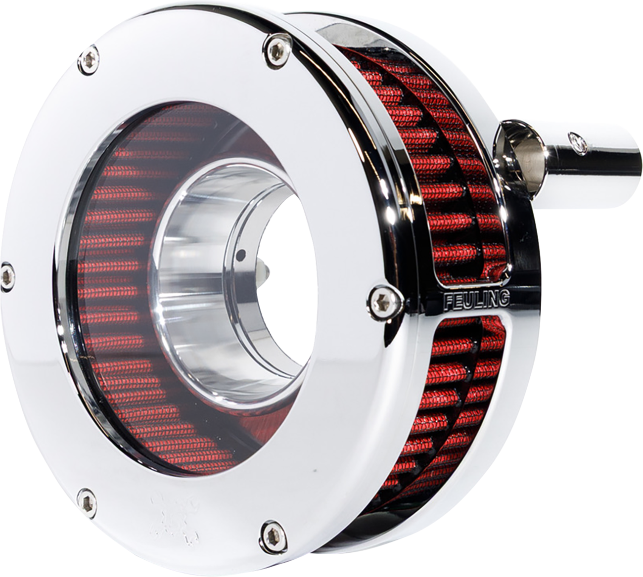 FEULING PARTS BA Slim Air Cleaner Kit - Chrome/Clear - Red Filter - '08-'17 Twin Cam 5458-S