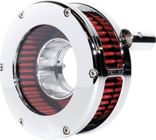 FEULING PARTS BA Slim Air Cleaner Kit - Chrome/Clear - Red Filter - '08-'17 Twin Cam 5458-S
