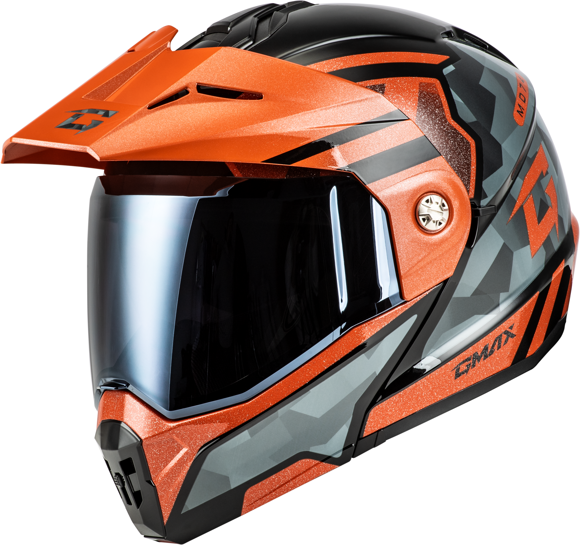 Md 74 Striker Modular Helmet W Smk Shield Blk/Gry/Or Mtlc Xl