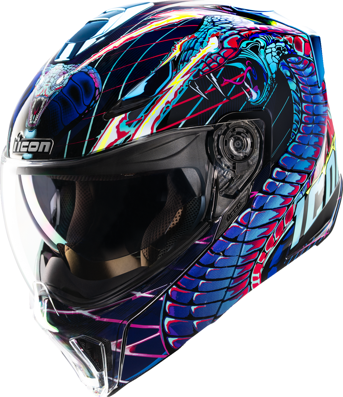 ICON Threshold™ Modular Helmet - Synthwave Lazer Cobra - Blue - Medium 0100-2730