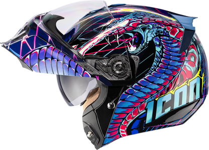 ICON Threshold™ Modular Helmet - Synthwave Lazer Cobra - Blue - Small 0100-2729