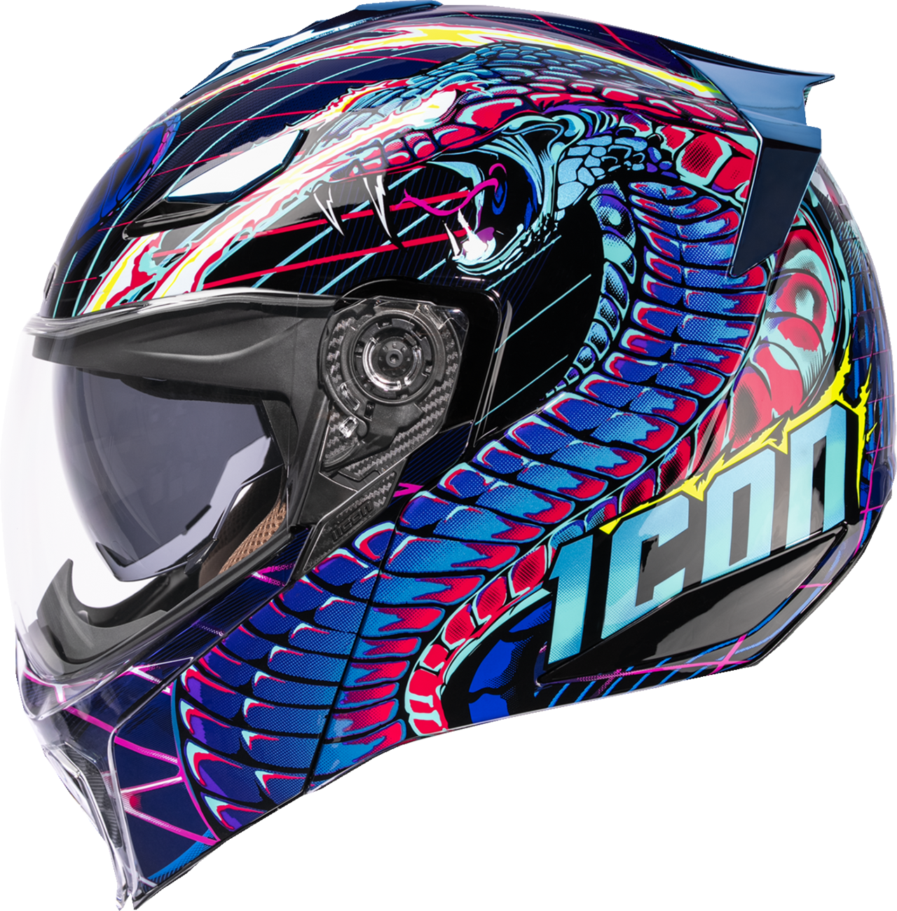 ICON Threshold™ Modular Helmet - Synthwave Lazer Cobra - Blue - Large 0100-2731