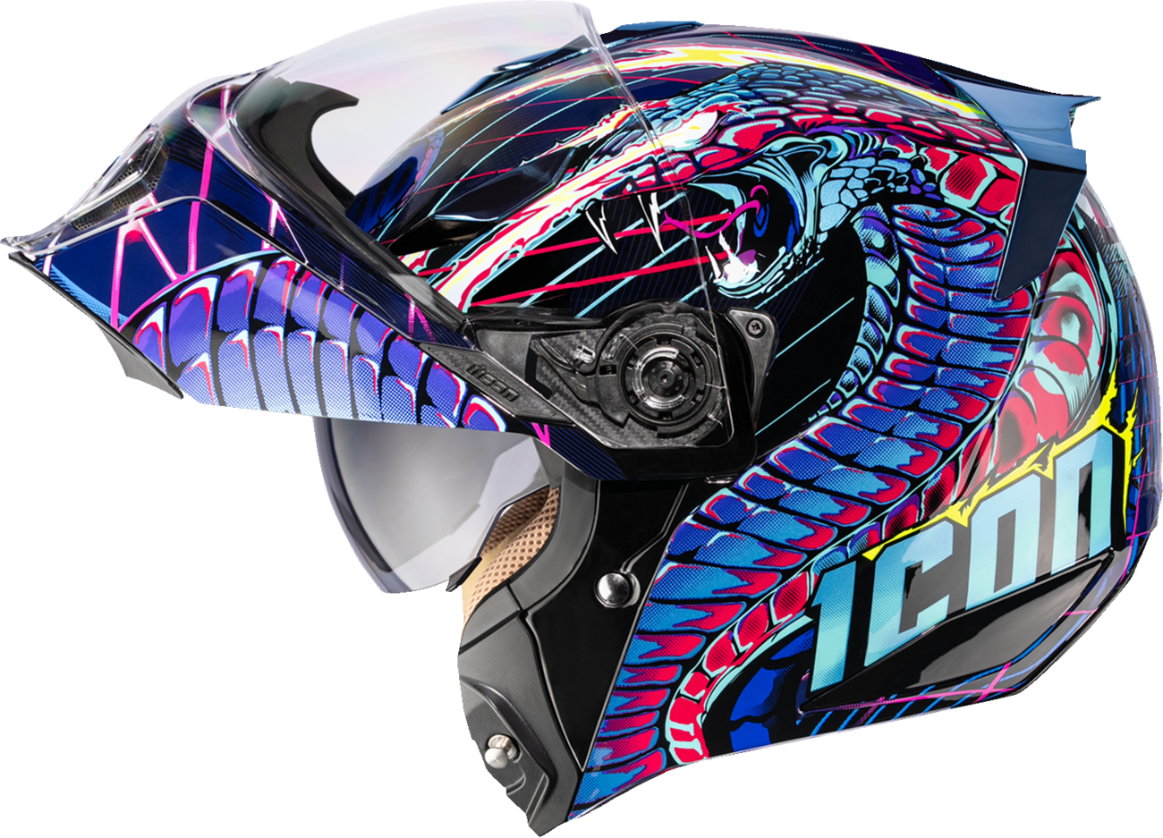 ICON Threshold™ Modular Helmet - Synthwave Lazer Cobra - Blue - 2XL 0100-2733