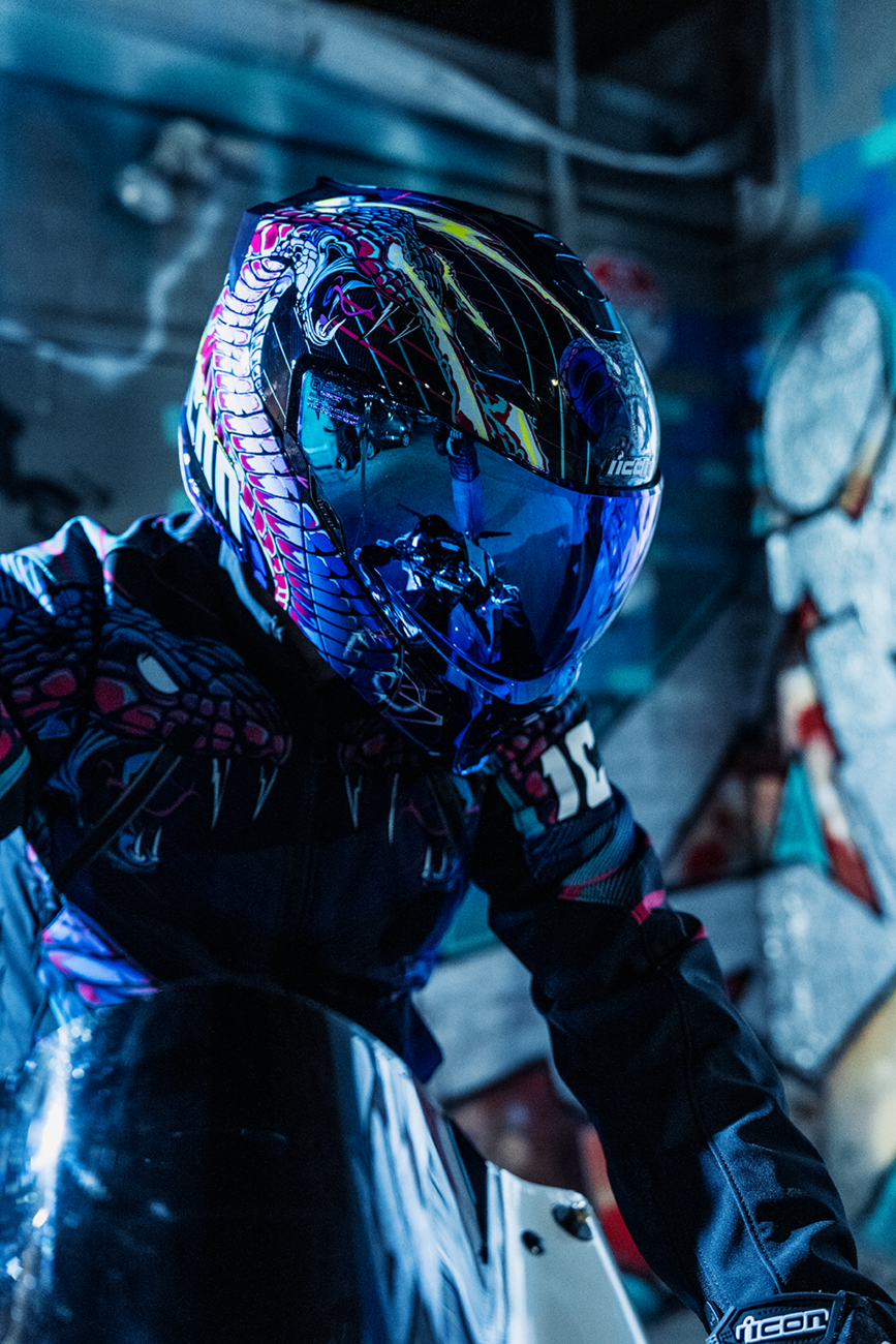 ICON Threshold™ Modular Helmet - Synthwave Lazer Cobra - Blue - 3XL 0100-2734