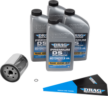 DRAG SPECIALTIES OIL Full Synthetic Oil Change Kit - 20W50 - EVO-XL - Chrome Filter 224376