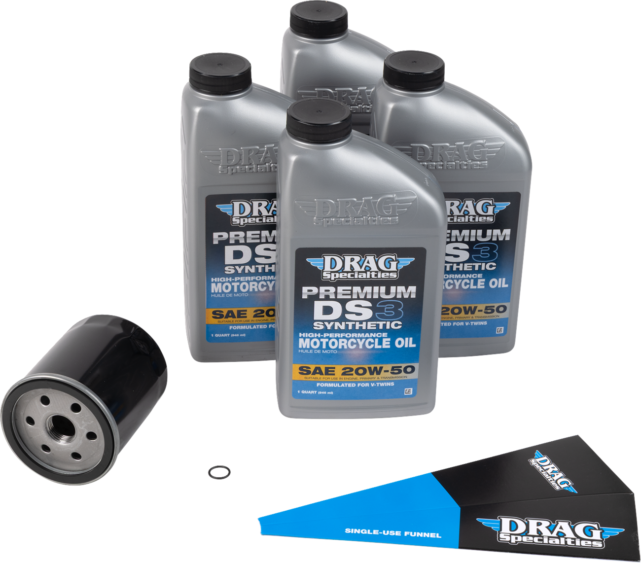 DRAG SPECIALTIES OIL Full Synthetic Oil Change Kit - 20W50 - EVO/XL - Black Filter 224377