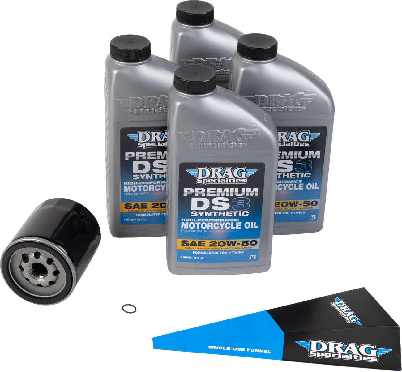 DRAG SPECIALTIES OIL Full Synthetic Oil Change Kit - 20W50 - Twin Cam - Black Filter 224379