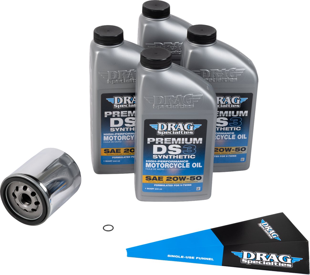 DRAG SPECIALTIES OIL Full Synthetic Oil Change Kit - 20W50 - Twin Cam - Chrome Filter 224378