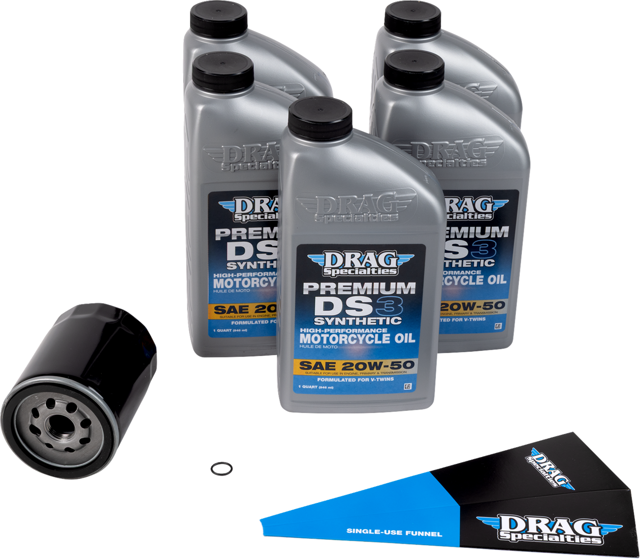 DRAG SPECIALTIES OIL Full Synthetic Oil Change Kit - 20W50 - M8 - Black Filter 224381
