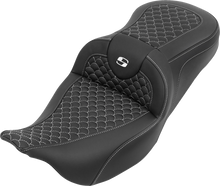 SADDLEMEN Roadsofa™ Seat - without Backrest - Dragon Stitch - White Stitch - FLH/FLT '08-'25 808-07B-20806