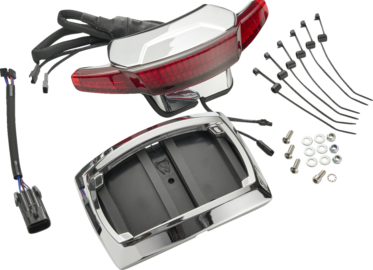 CIRO Latitude Taillight License Plate Mount - Red Lens - Chrome - Indian 46473