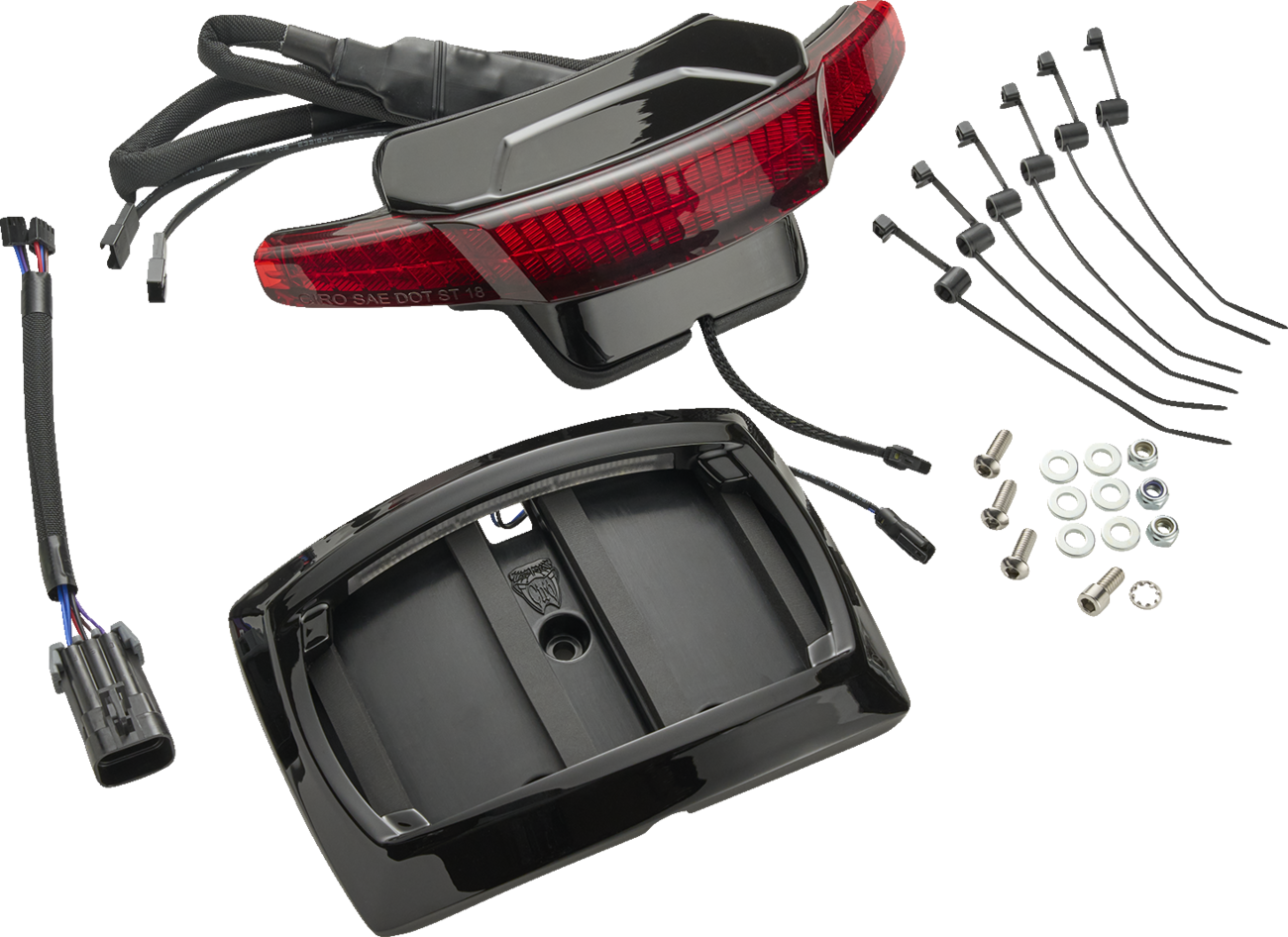 CIRO Latitude Taillight License Plate Mount - Red Lens - Black - Indian 46474