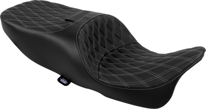 DRAG SPECIALTIES SEATS Freedom Seat - Vinyl - Double Diamond Silver Stitch - FLRT/FLTRT '15-'25 4727C