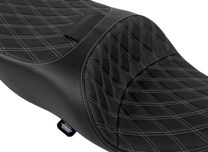 DRAG SPECIALTIES SEATS Freedom Seat - Vinyl - Double Diamond Silver Stitch - FLRT/FLTRT '15-'25 4727C