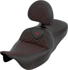 SADDLEMEN Roadsofa™ Seat - Dragon Scale - Red Stitch - with Backrest - Touring '08-'25 808-07B-208B4