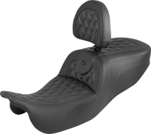 SADDLEMEN Roadsofa™ Seat - With Backrest - Carbon Fiber - Lattice Stitch - FLRT/FLTRT 815-07-206B0