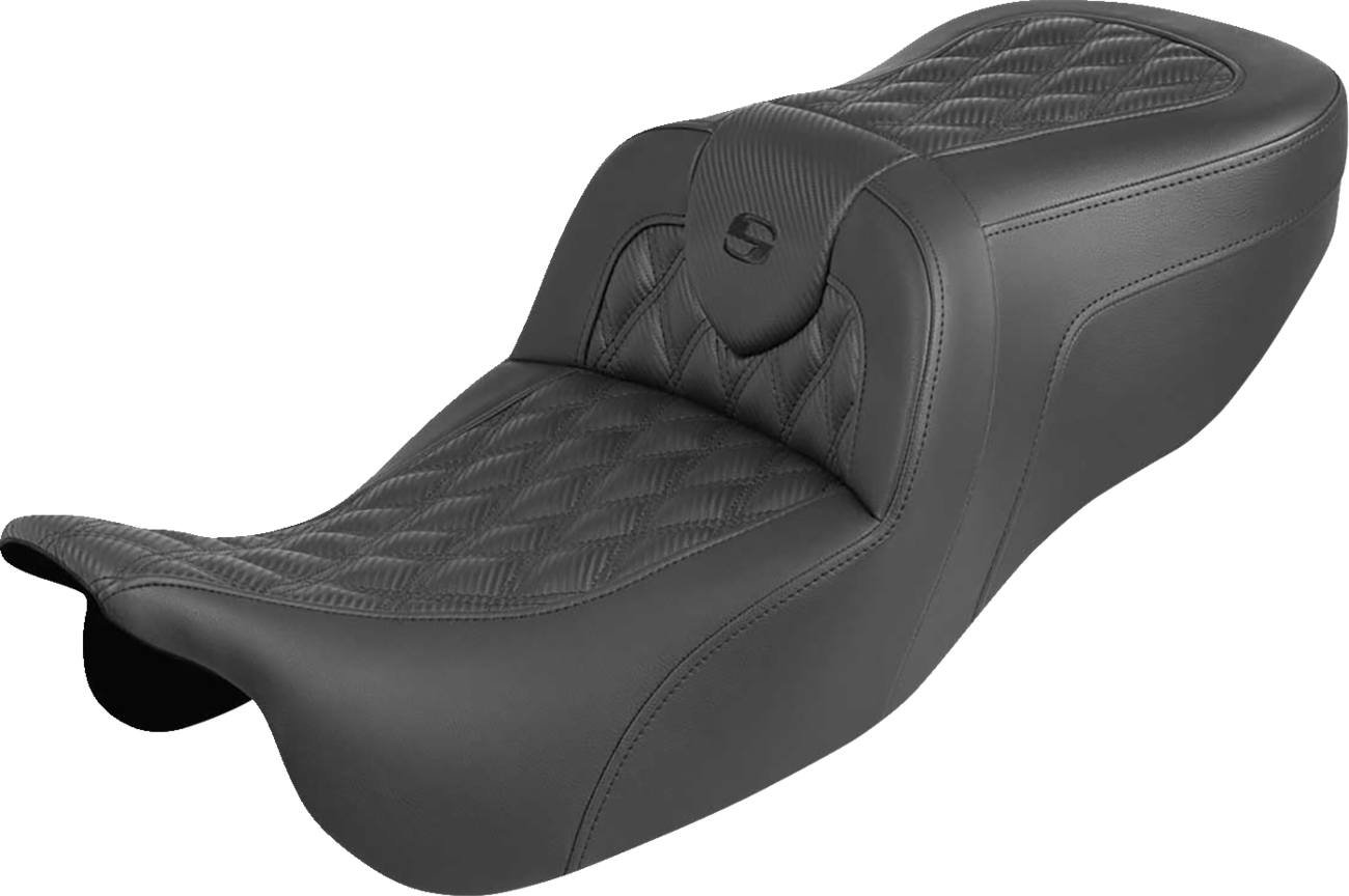 SADDLEMEN Roadsofa™ Seat - Without Backrest - Carbon Fiber - Lattice Stitch - FLRT/FLTRT 815-07-20600