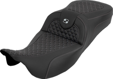 SADDLEMEN Extended Reach RoadSofa™ Seat - Dragon Scale - w/o Backrest - Silver Stitch - FLH/FLT '08-'25 808-07B-20905