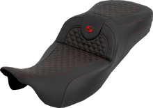 SADDLEMEN Extended Reach RoadSofa™ Seat - Dragon Scale - w/o Backrest - Red Stitch - FLH/FLT '08-'25 808-07B-20904