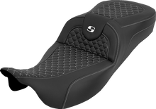 SADDLEMEN Extended Reach RoadSofa™ Seat - Dragon Scale - w/o Backrest - White Stitch - FLH/FLT '08-'25 808-07B-20906