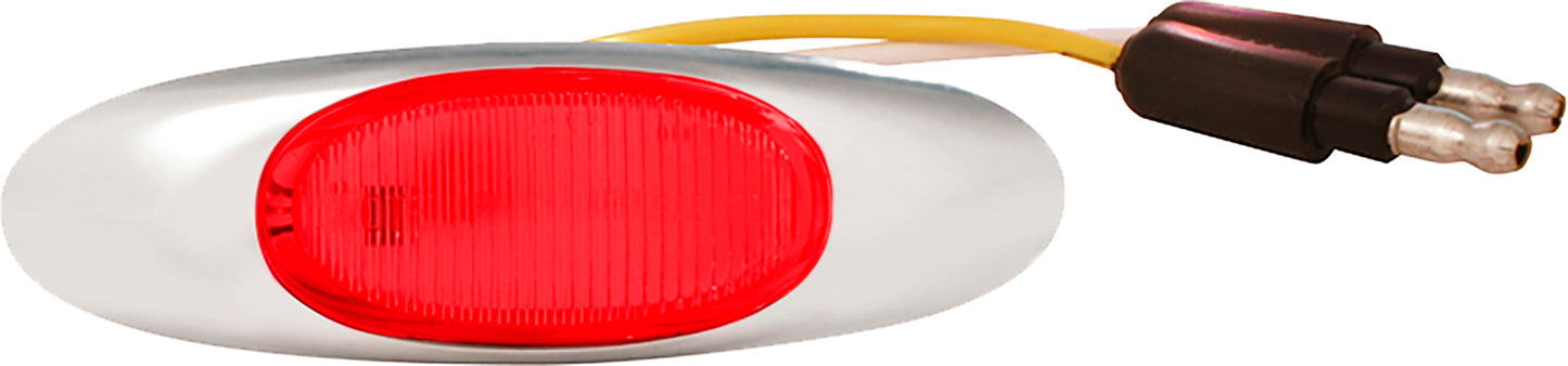 Micronova Oval Led Red Clear Lens W/Chrome Bezel