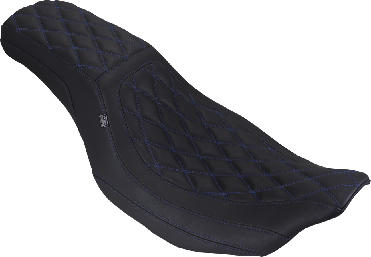 MUSTANG Low Squareback Seat - Double Diamond - Sky Blue Stitch - FLH/FLT '23-'25 88514 SB