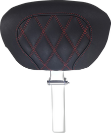 MUSTANG Driver Backrest - Double Diamond - American Beauty Stitch - FLH/FLT '08-'25 89539AB