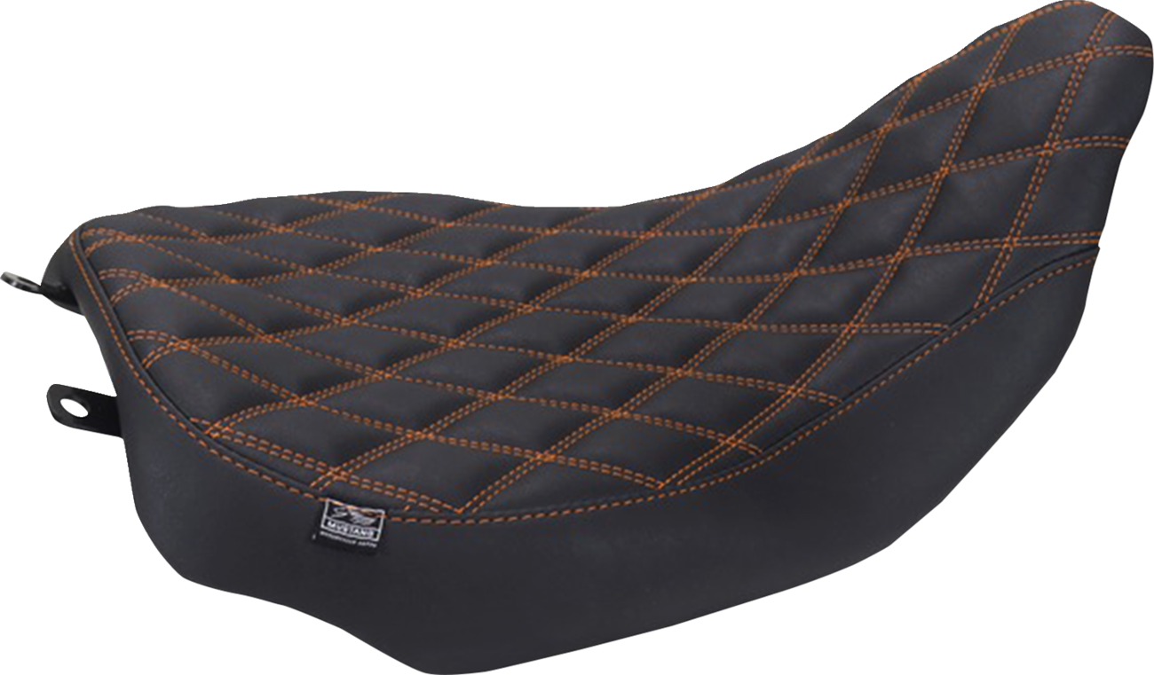 MUSTANG Runaround™ Solo Seat - Double Diamond - Mandarin Orange Stitch - FLT/FLH '23-'25 88020MO