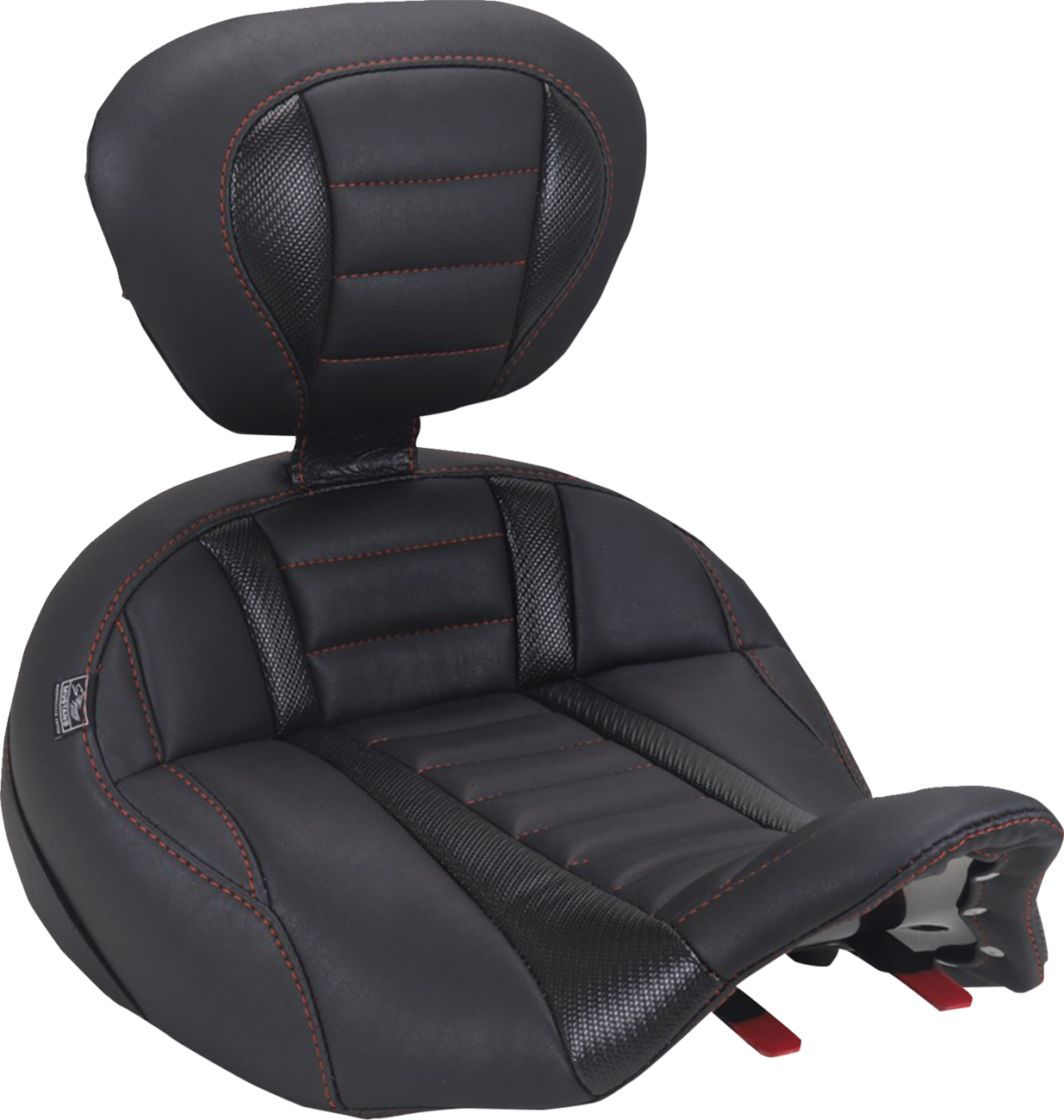 MUSTANG Deluxe Touring Solo Seat - with Driver's Backrest - American Beauty Stitch - FLH/FLT '23-'25 89406AB