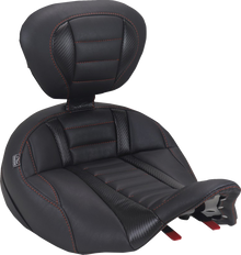 MUSTANG Deluxe Touring Solo Seat - with Driver's Backrest - American Beauty Stitch - FLH/FLT '23-'25 89406AB