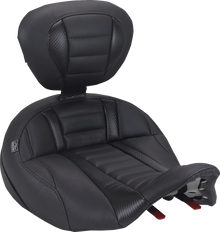 MUSTANG Deluxe Touring Solo Seat - with Driver's Backrest - Black Stitch - FLH/FLT '23-'25 89406