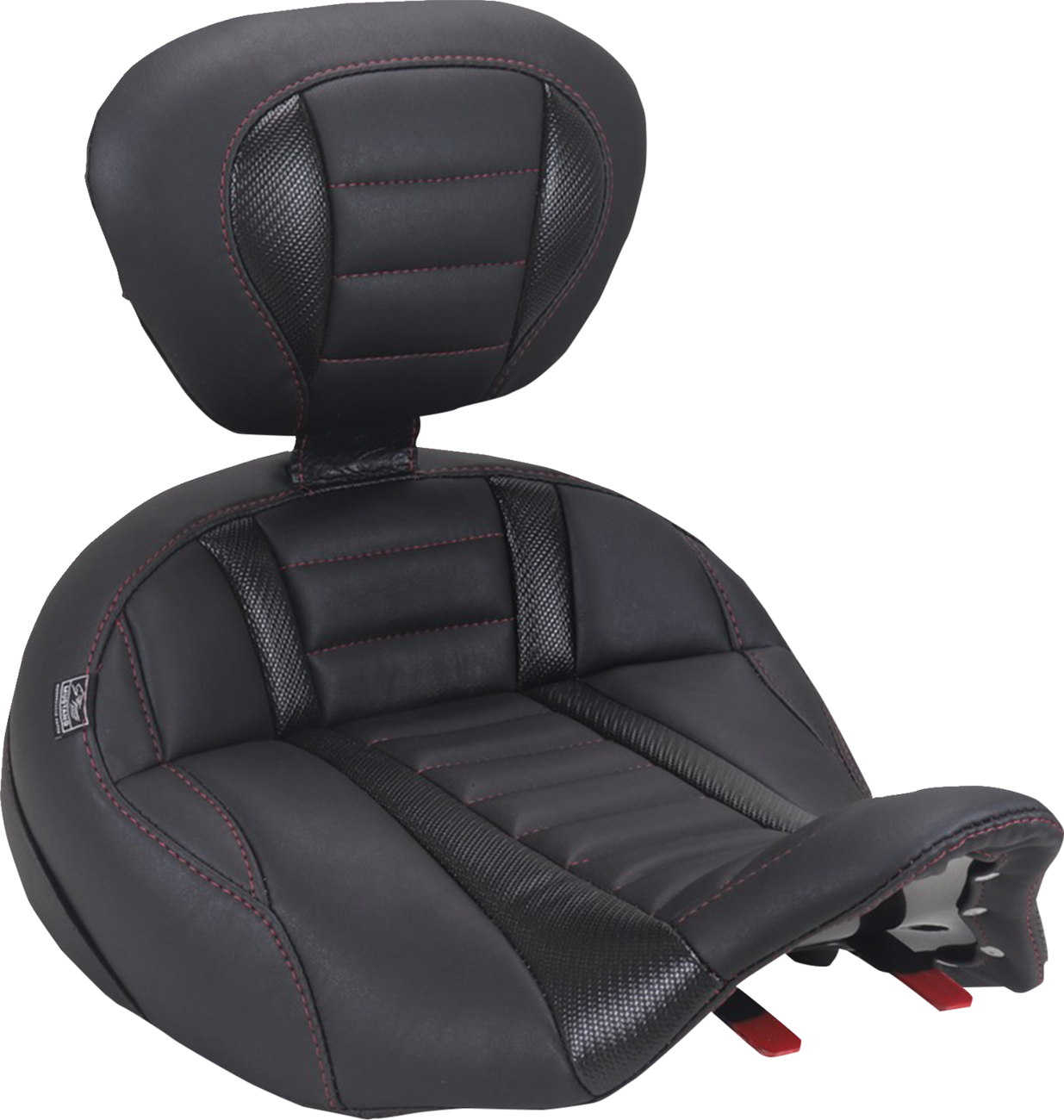 MUSTANG Deluxe Touring Solo Seat - with Driver's Backrest - Dark Cherry Stitch - FLH/FLT '23-'25 89406DC
