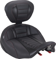 MUSTANG Deluxe Touring Solo Seat - with Driver's Backrest - Dark Cherry Stitch - FLH/FLT '23-'25 89406DC