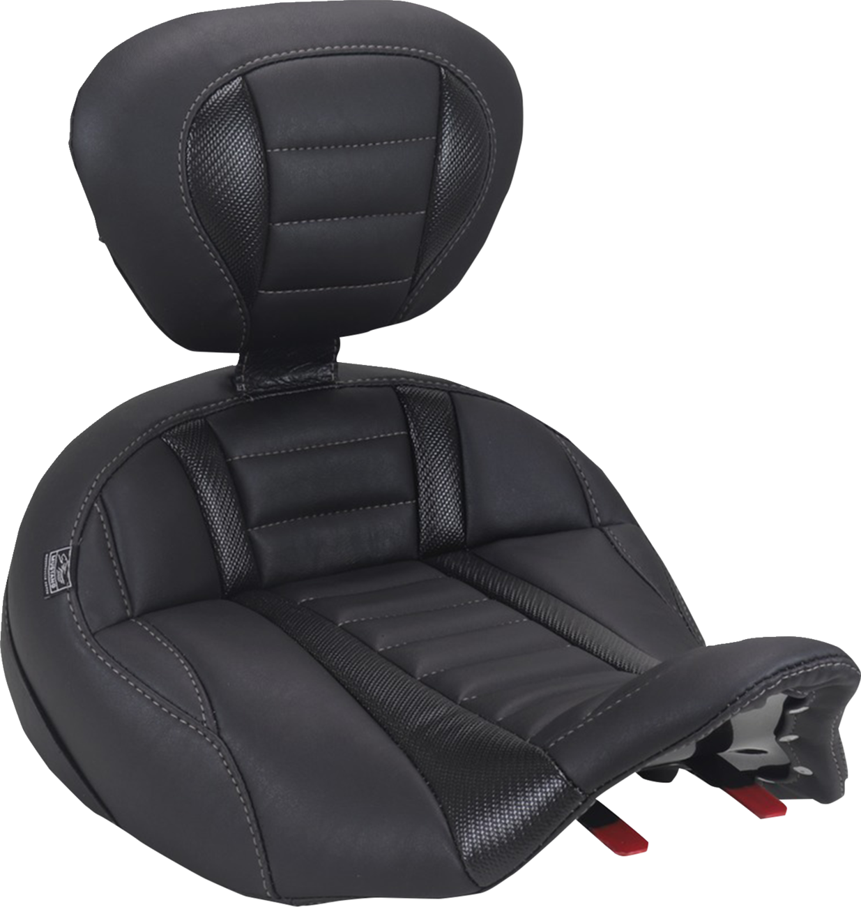 MUSTANG Deluxe Touring Solo Seat - with Driver's Backrest - Gun Metal Gray Stitch - FLH/FLT '23-'25 89406GM