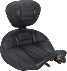 MUSTANG Deluxe Touring Solo Seat - with Driver's Backrest - Gun Metal Gray Stitch - FLH/FLT '23-'25 89406GM